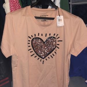 Coach NWT t shirt with sequin heart